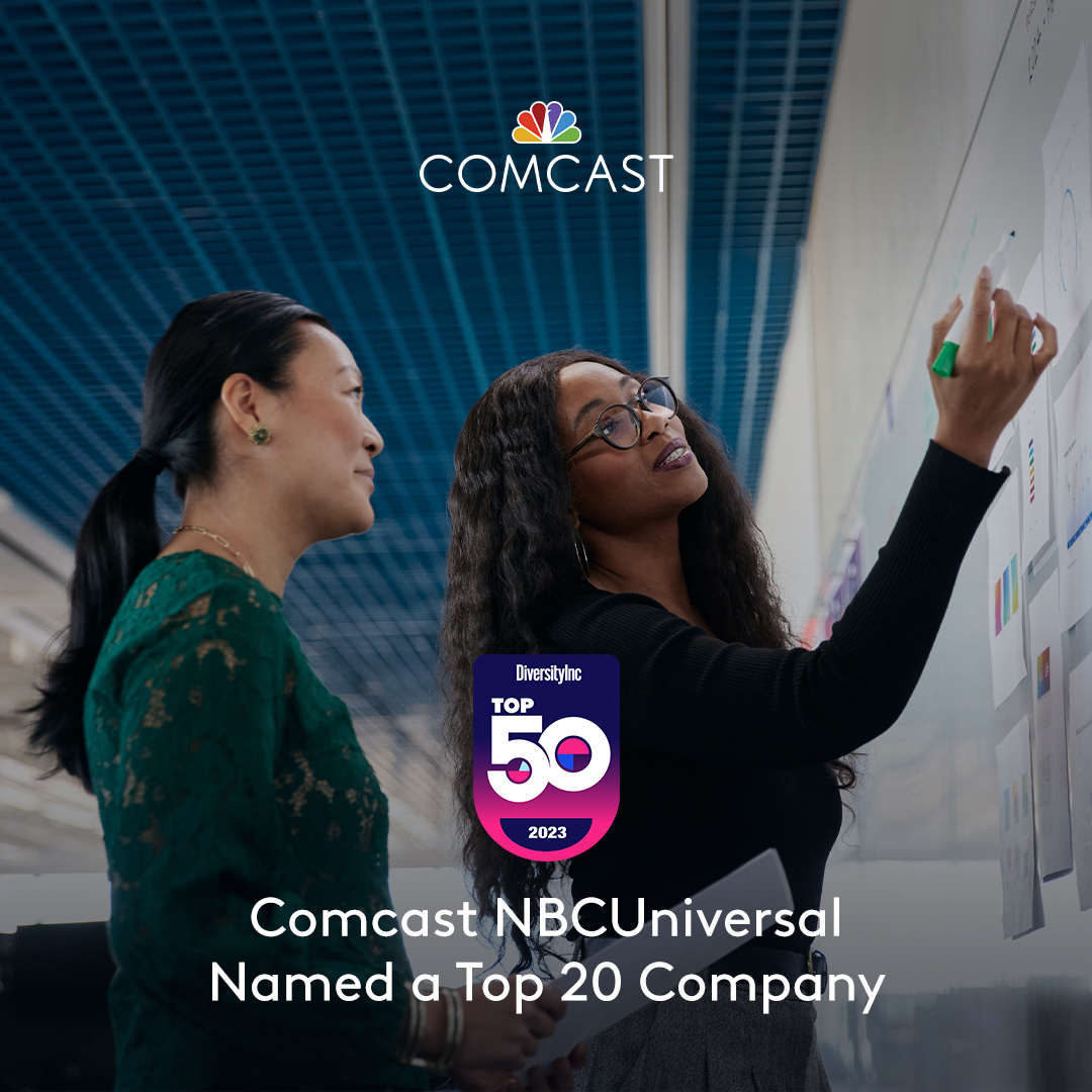 comcast's tweet photo. Way to go, Team Comcast! 👏 We are proud that @DiversityInc named Comcast a top 20 company for diversity, equity, and inclusion. Learn more about the award: https://t.co/e7BFWMRcmU https://t.co/GKsd75PgRG