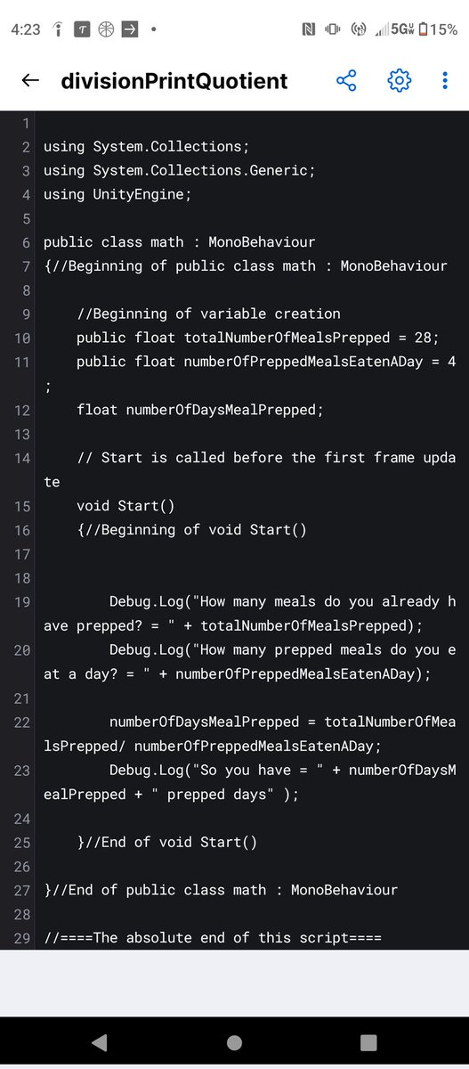 WallyOwi30's tweet image. Float division in unity 3d. Use meal prepping as the example
#unity3d #beginnercsharp #beginnergamedev