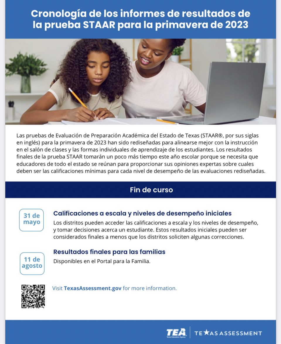 dumashstx's tweet photo. TEA has released this information to communicate with families about scores for the EOC tests. #staartests https://t.co/1iz2iAa9yq