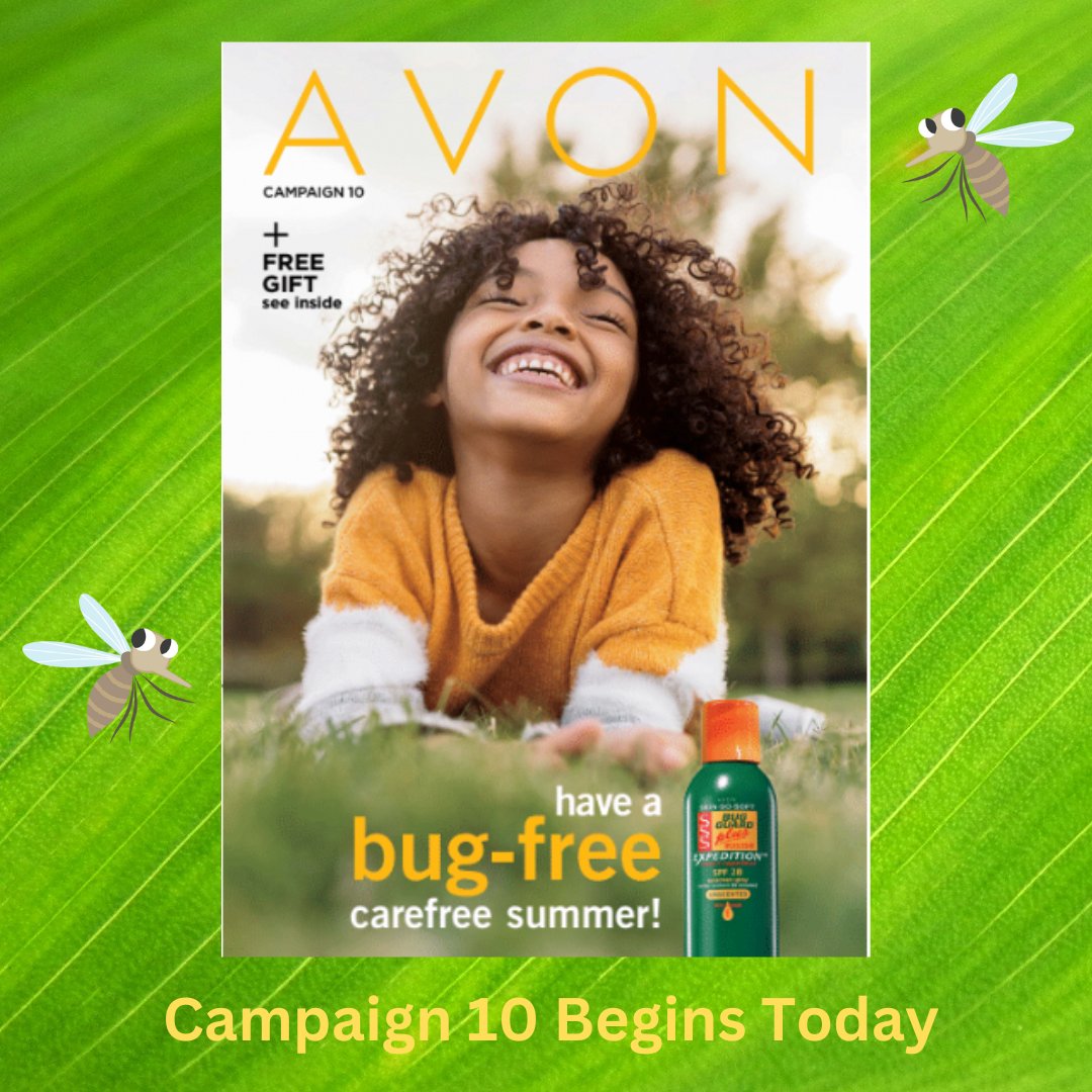 pamsavonshop's tweet photo. Campaign 10 begins today!! Time to stock up on Bug Guard and have a carefree summer! #NewAvonCampaign #BugGuard #BeBugFree #AvonRep #NoMoreSkeeters #pamsavonshop @avoninsider https://t.co/9OdV0IuBEv https://t.co/WrwqT7iXeZ