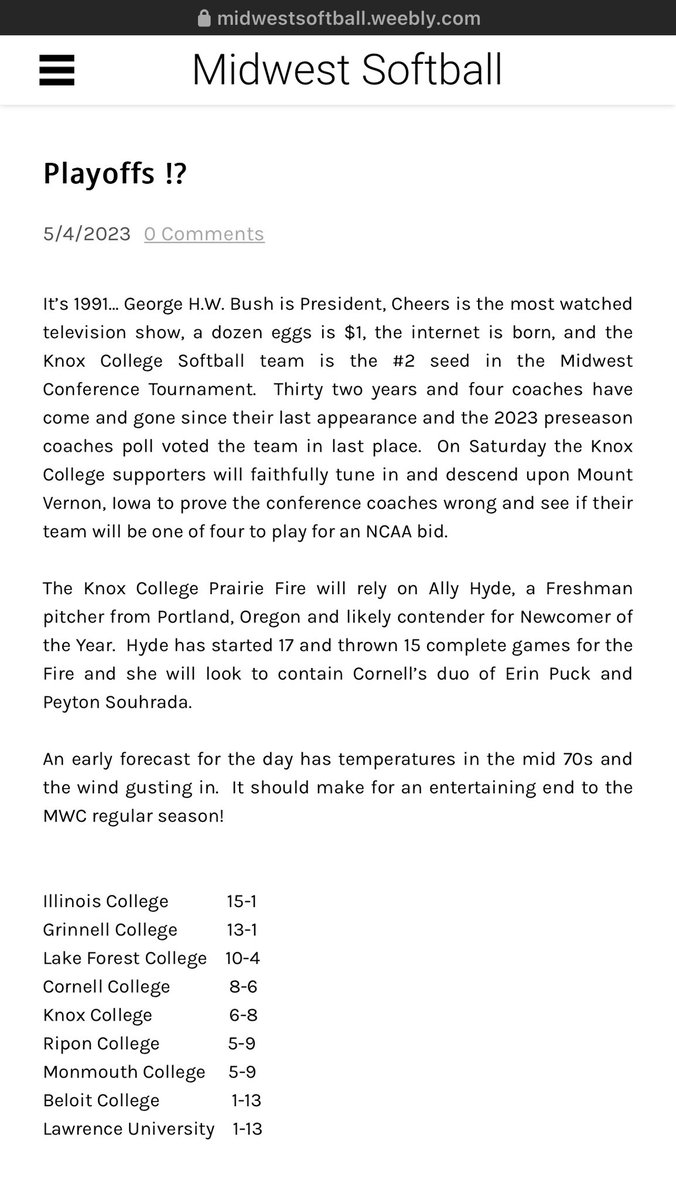 Knox Softball tweet media