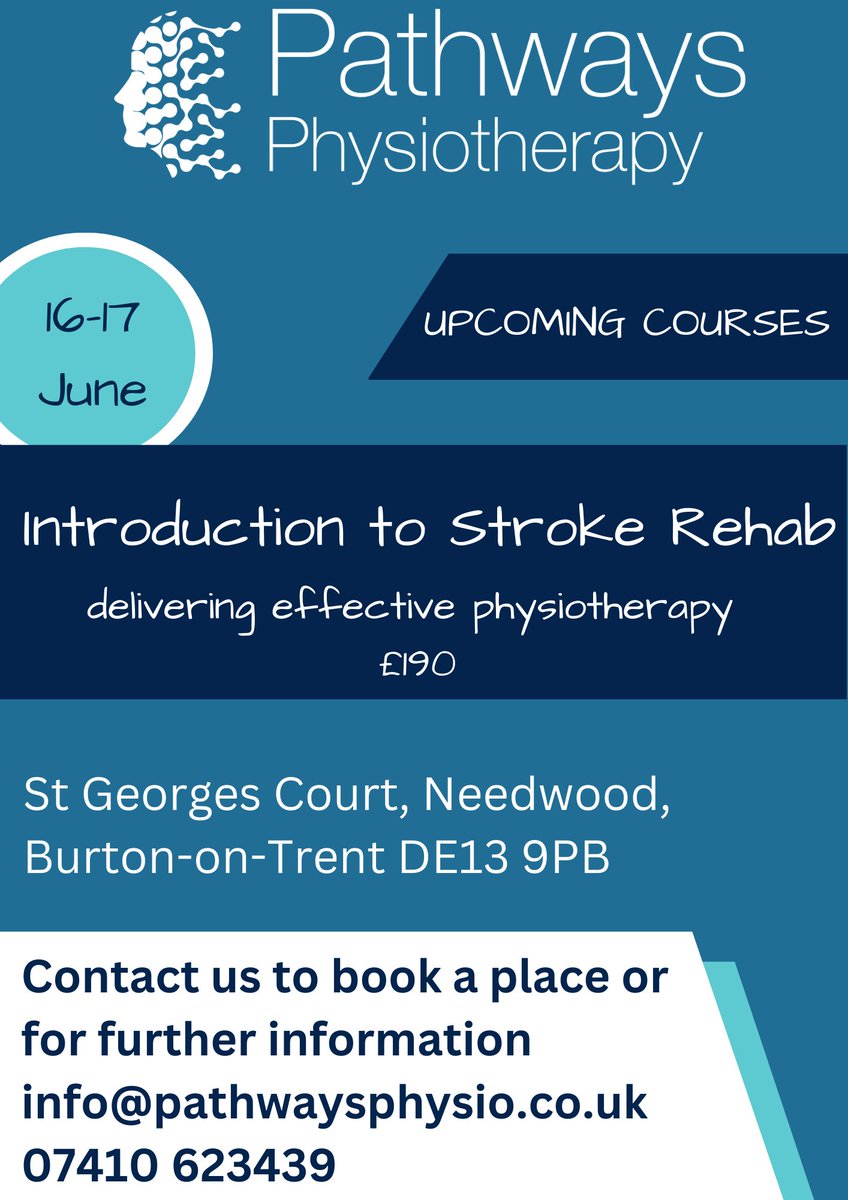 Our upcoming course!  Movement based, so ideal for physios but may also suit OTs.  Come and join us and share our passion for improving stroke rehab. #neurophysio #stroke #pathwaysphysio #rehabilitation
