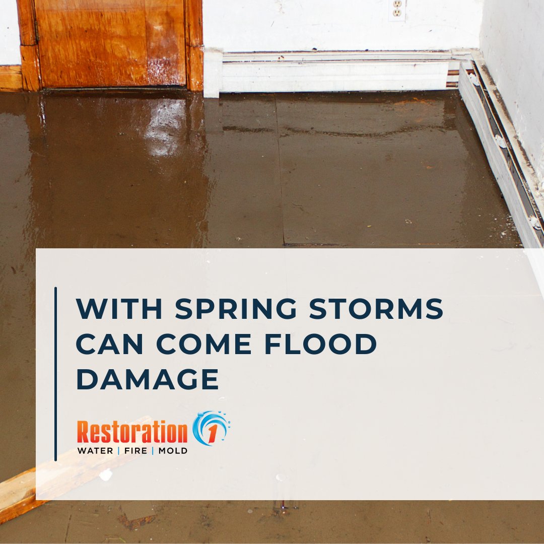 Spring storms can cause major flood damage in your home, particularly in your basement. Don’t wait until it’s too late. Call Restoration 1 for all your flood and cleanup needs - we offer 24/7 services and guarantee a team will be dispatched to your home within an hour.