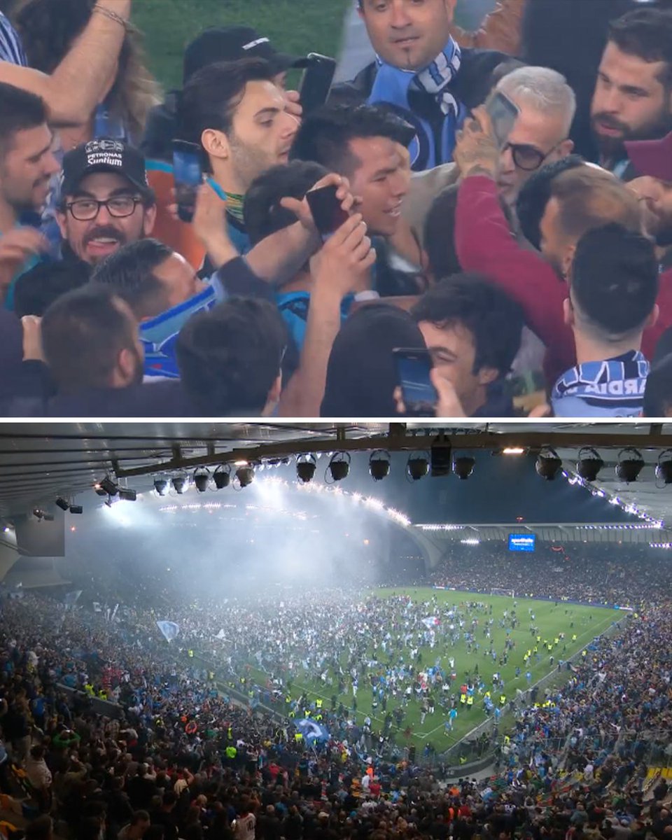 ESPNFC's tweet photo. NAPOLI'S AWAY FANS HAVE ENTERED THE PITCH AFTER SECURING THE SERIE A TITLE.

LOOK WHAT IT MEANS TO THEM 😲 https://t.co/CiNxifCsSz