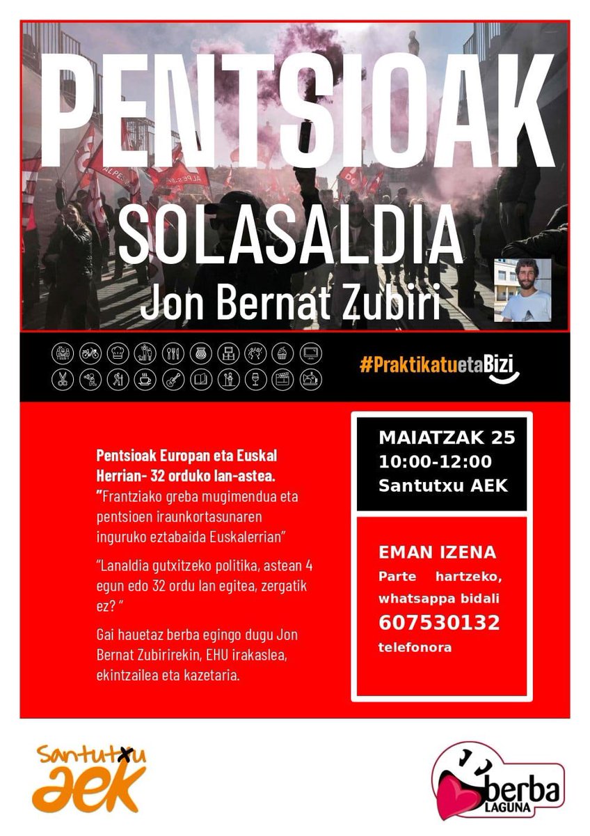 Maiatzaren 25 ean hitzaldi interesgarria dugu Santutxun. Hurbildu eta parte hartu!