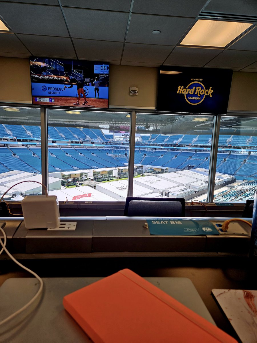 My desk for the week 😍 #MiamiGP #F1