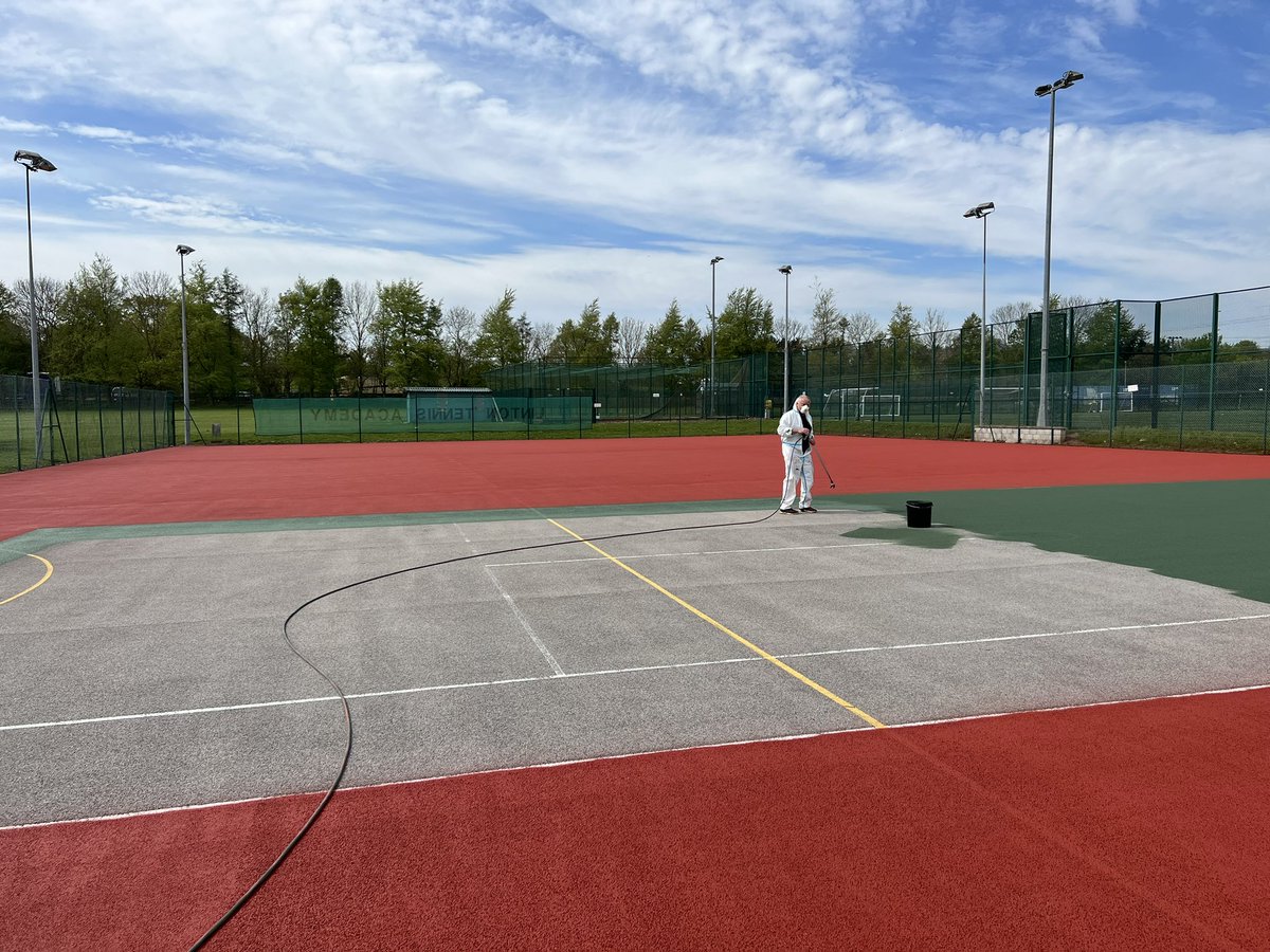 Exciting hardcourt refurbishment at Anglian Leisure Linton 
#tennis #netball #linton #fitterhealthierhappier