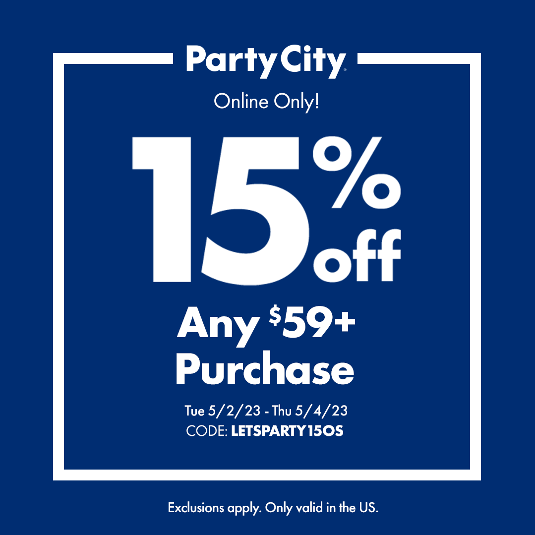 Ends today! Use code LETSPARTY15OS for 15% off any online purchase of $59+