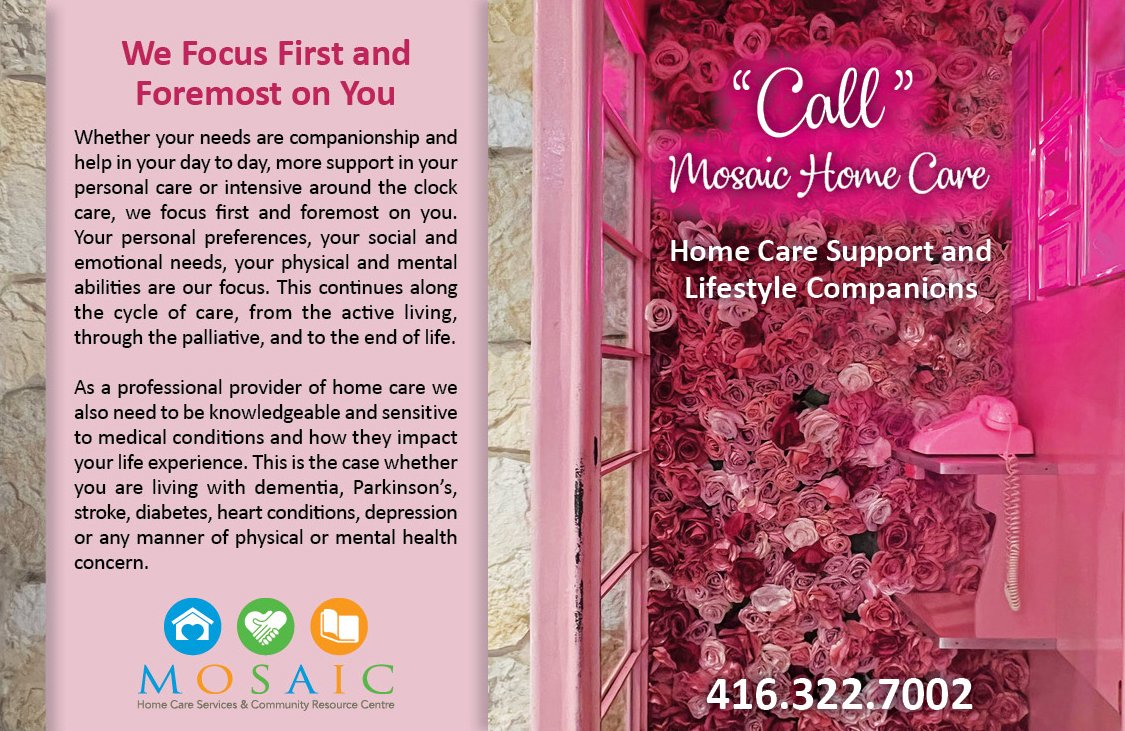 JaneatMosaic's tweet image. #personcentered#homecareservices provided in #toronto an award winning homecare agency for our #personcenteredcare model of care &amp;amp; #socialprograms. The Person Matters at Mosaic! #homecare #alzheimersawareness #socialprescribing #connection #meaningfulconversation #socialwork