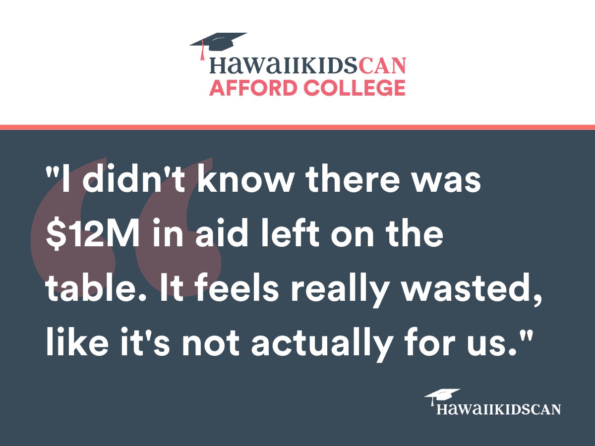 It's our kuleana to connect students to the resources that are actually available to them. Completing the FAFSA is about accessing opportunity - and letting kids know that college could be for them.