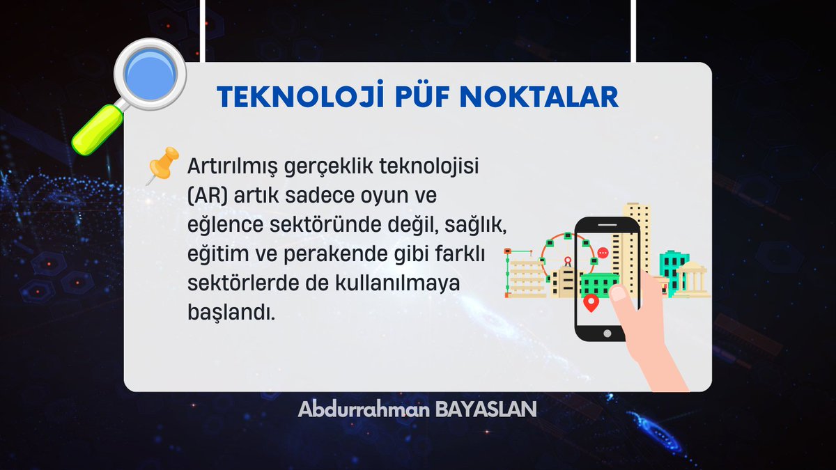 📌 Teknoloji Püf Noktaları #1

Artırılmış gerçeklik teknolojisi (AR) artık sadece oyun ve eğlence sektöründe değil, sağlık, eğitim ve perakende gibi farklı sektörlerde de kullanılmaya başlandı.
.
.
#teknoloji #arttirilmisgerceklik #ar #tech
