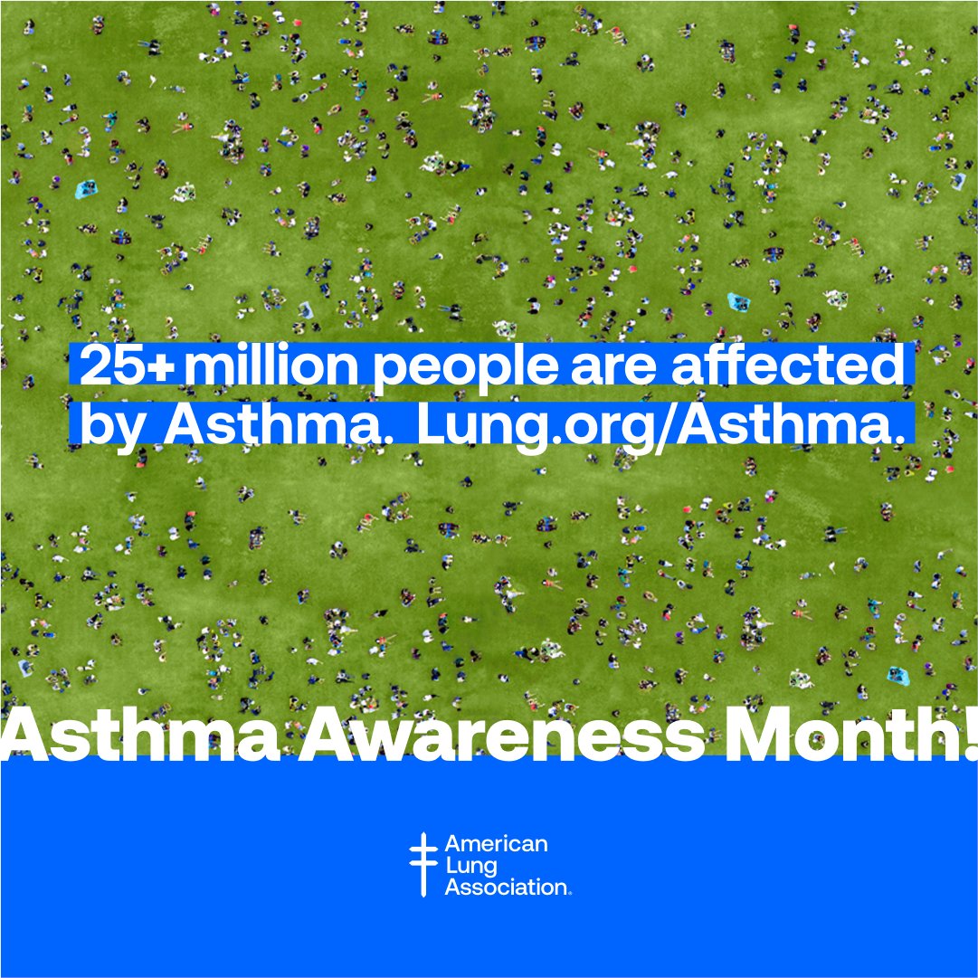 May is Asthma Awareness Month! Over 25 million Americans live with asthma. Learn how you can manage your symptoms and prevent attacks: Lung.org/asthma #AsthmaAwarenessMonth #LungHealth
