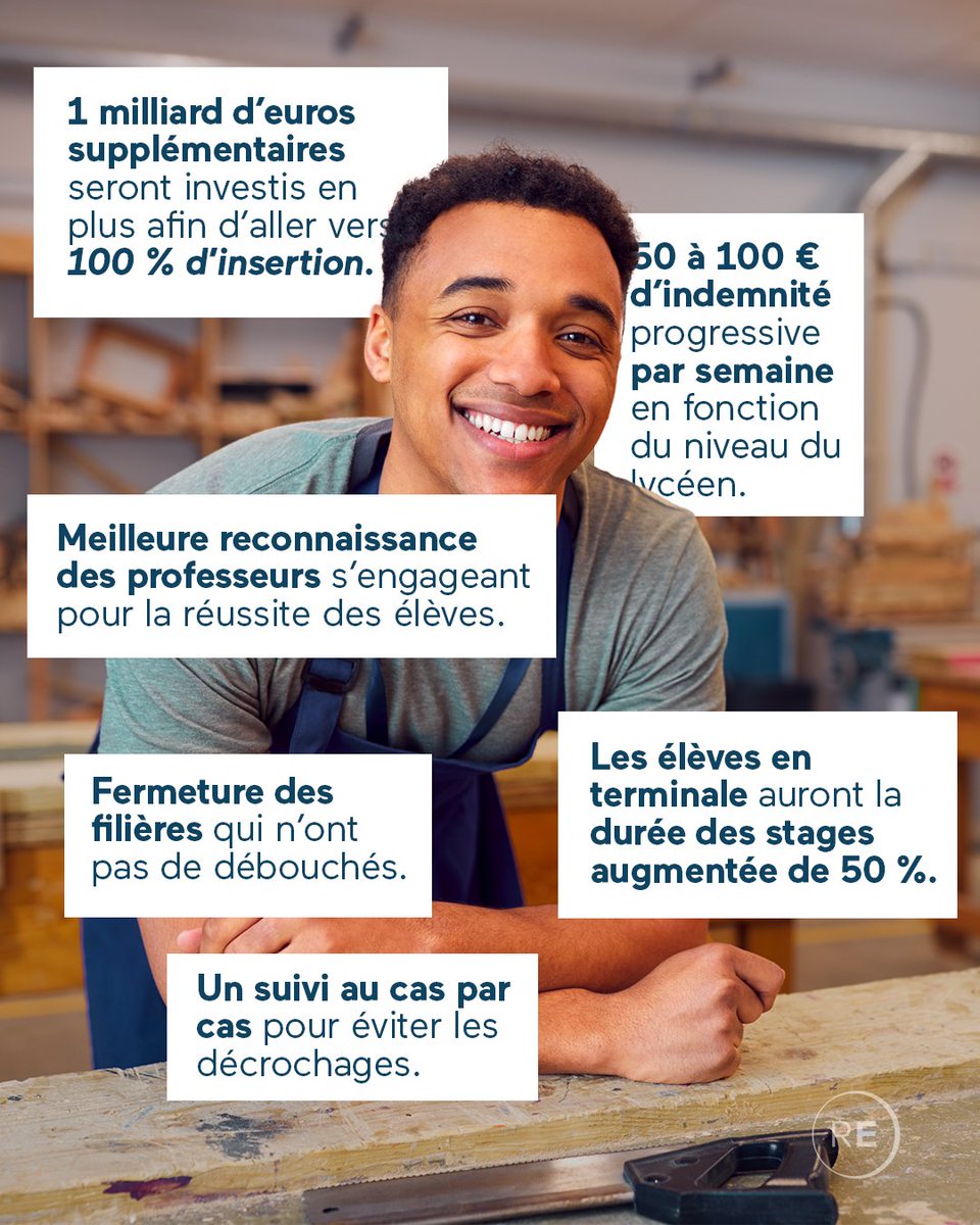 Renaissance's tweet photo. L'enseignement professionnel est une filière d'avenir pour les jeunes et la Nation. 🇫🇷 https://t.co/nO3WD5XFVk
