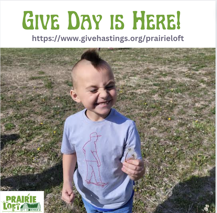 Come out to Prairie Loft from 4-6pm today for our open house! Thank yous so much to everyone who has already donated! givehastings.org/prairieloft