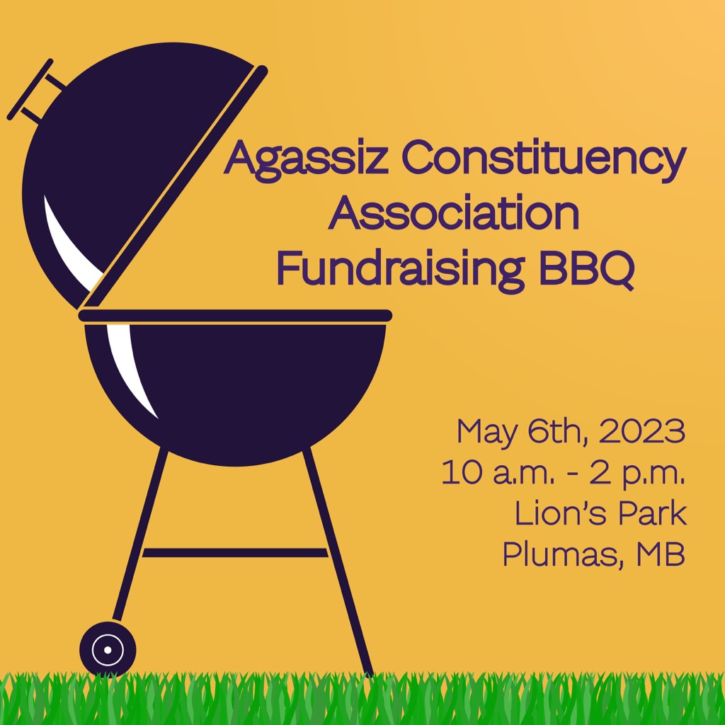 KeystonePartyMB's tweet image. Do you live in the Agassiz riding and want to know more about us? 

Our Agassiz Constituency Association will be hosting a fundraising BBQ in Lion's Park in Plumas, MB this Saturday, May 6th from 10 a.m. - 2 p.m.