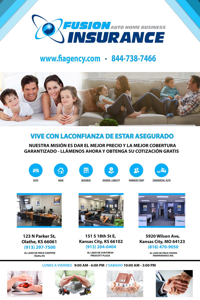 Si necesitas un #seguro para tu #casa, #auto, #negocio...
#FusionInsurance está aquí para ayudarte.
Llámalos o contáctalos en su página fiagency.com