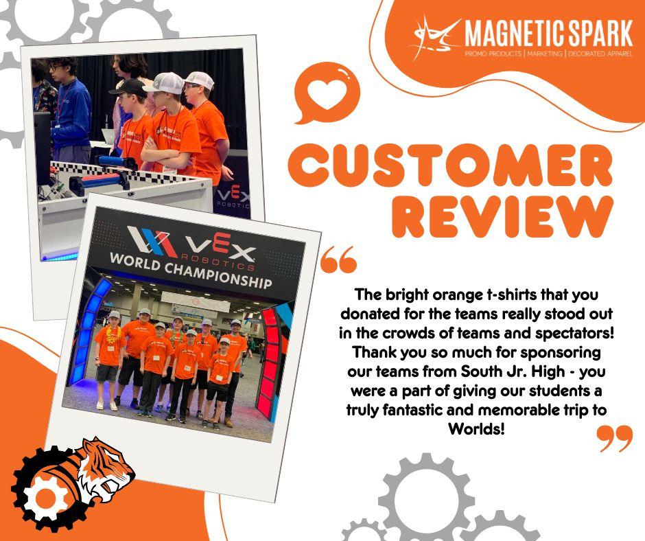 MagneticSpark_'s tweet photo. Congrats to the South Jr High Robotics teams on making it to the Vex Robotics World Championship! We are so glad that we could be a part of making it a memorable trip for you...this is why we do what we do! 🐾🧡🖤 #wemakesparksfly #community #givingback https://t.co/mgVCE6yxfF