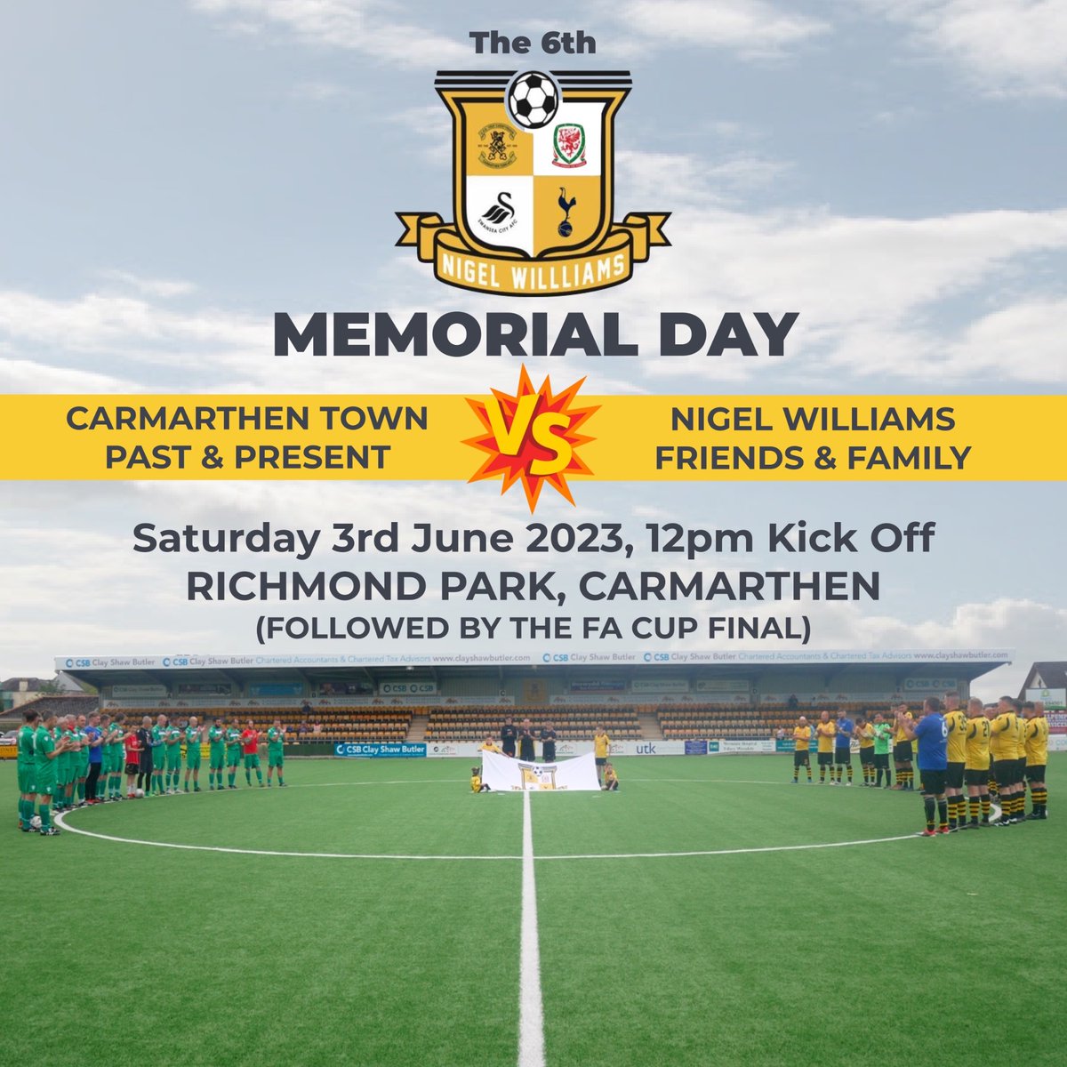The countdown is well and truly on now and the support keeps on coming.

We are still looking for support to cover the day and also raise money for  our chosen charity <a href="/Sarcoma_UK/">Sarcoma UK</a>   

Lets get behind this day to Remember Nigel Williams and also raise awareness ❤️❤️⚽️