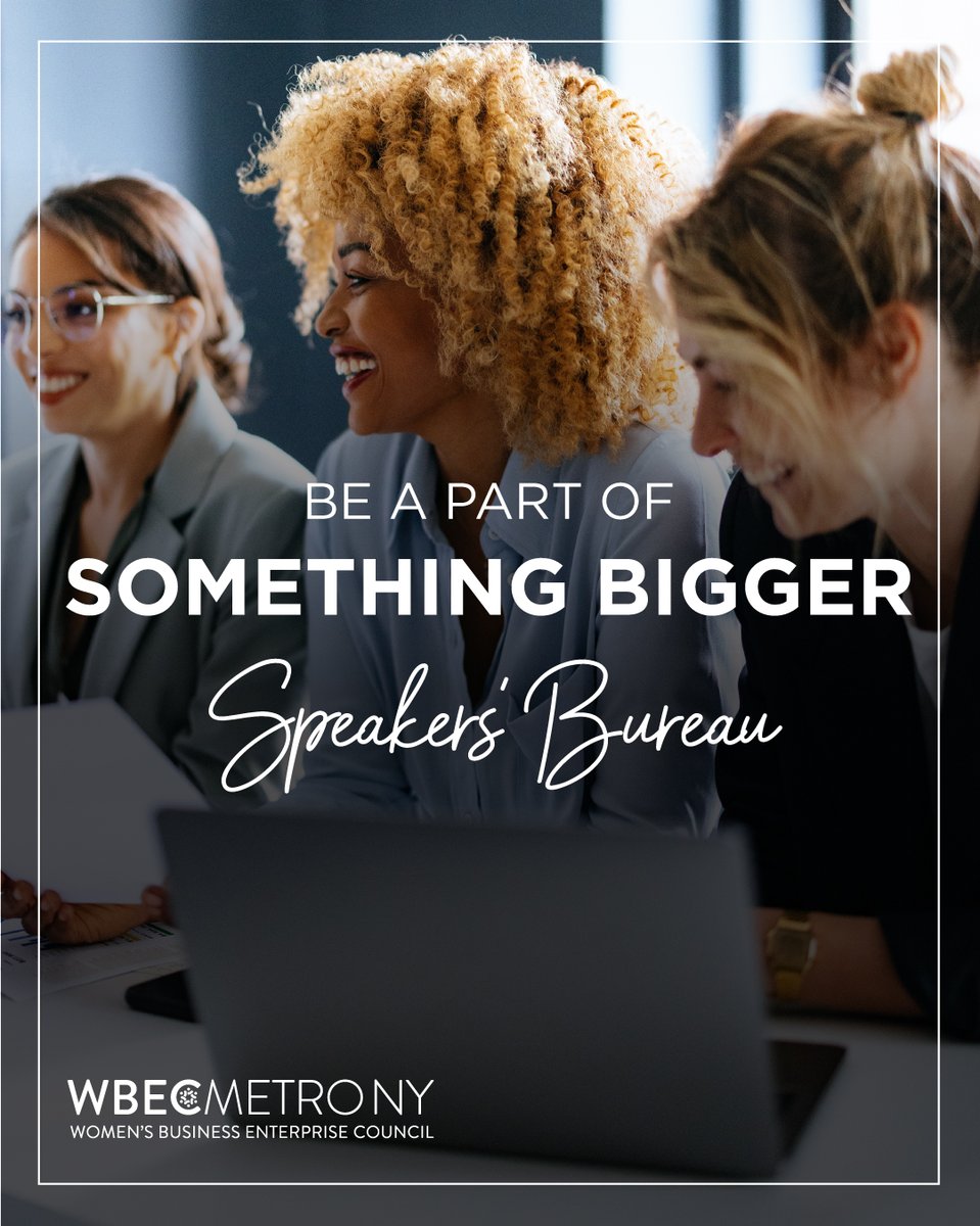 #WomenOwned businesses are the fastest-growing segment of the small business community: that’s why this #SmallBusinessMonth, we’re launching the Speakers’ Bureau. It's our new way to amplify that value. 

✨Sign up here:  bit.ly/WBECNYDMVSpeak…