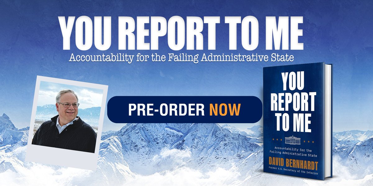 davidlbernhardt's tweet photo. 📚Pre-Order Now: You Report to Me — an eye-opening account of the bureaucratic swamp and the unaccountable power of the administrative state. #YouReportToMe
https://t.co/7dAUsLyZZH