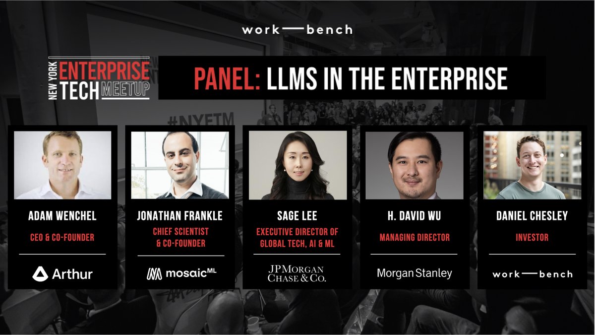 fendien's tweet photo. There's been a ton of hype around LLMs, but what's been missing in all the meetups and hackathons has been the customer perspective

That's why for our May 16 NYETM we're hosting a panel on LLMs in the Enterprise with both builders + buyers POVs

https://t.co/Mp6tdbLImE https://t.co/CgUZmlUltD
