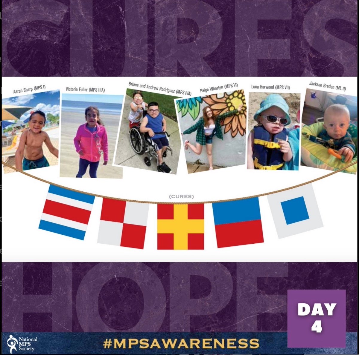 Day 4: How common are MPS & ML? MPS & ML are #RareDiseases. Current estimates show that in all forms of MPS, 1 baby out of every 25,000 will have MPS. ML current estimate is that 2 or 3 babies per 1,000,000 births have with ML II or ML III. Meet some of our rare gems 💜👇🏽💜