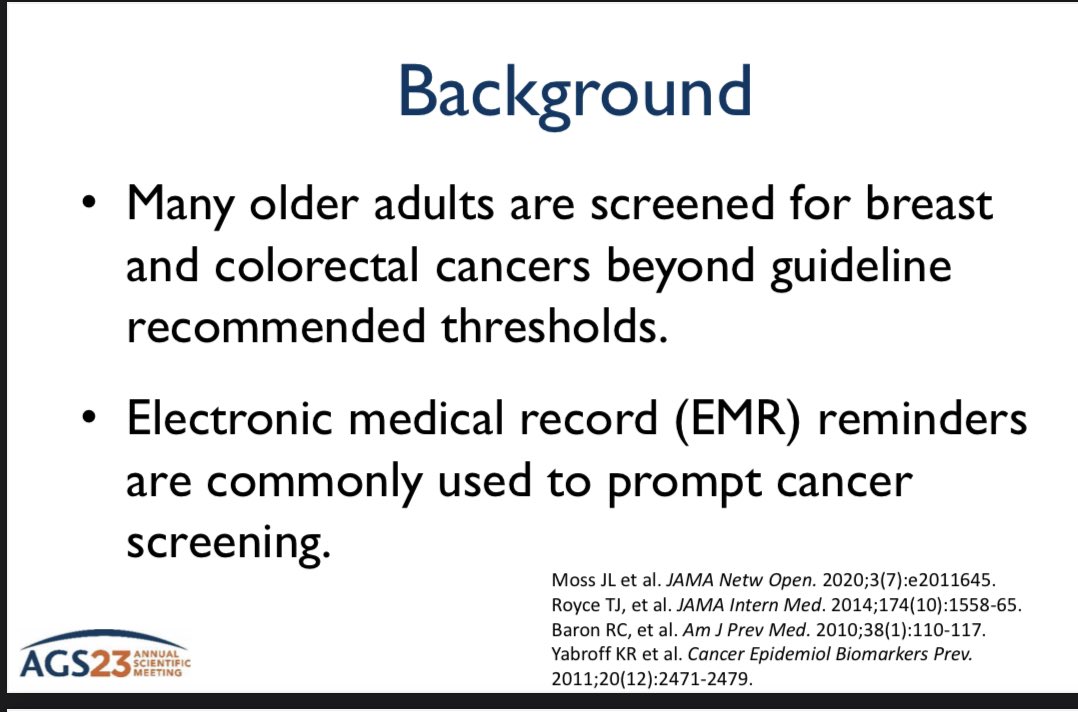 Docgabby35's tweet image. 📣 Did you know that the use of EMR reminders has been linked to less deliberate decision-making? 😲 Tailoring EMR reminders to support individualized decision-making, rather than simply stopping them, may be more acceptable to physicians. 🤔 #EMRreminders #individualized #AGS23