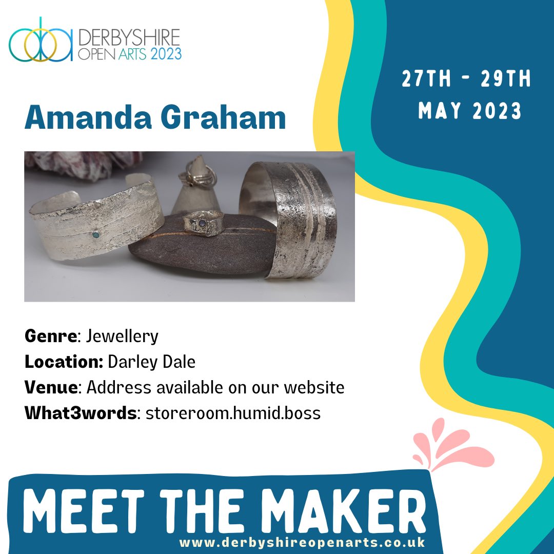 DerbyshireOArts's tweet photo. Meet the Maker: Amanda Graham
“My work is completely handmade from ethically sourced recycled metals (mainly sterling silver),
with enamel, black oxidation, ancient beads and ethically sourced precious and semi precious
stones.”
#amandagraham #darleydale https://t.co/UuzUw6eYui