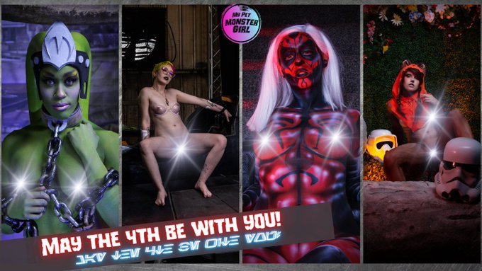 May the 4th be with you!      Pic sets and videos all week on My Pet Monster Girl! https://t.co/TMsH<a href="/tag/bodypaint"class="tags"><span>#bodypaint</span></a><a href="/tag/sugarskull"class="tags"><span>#sugarskull</span></a>