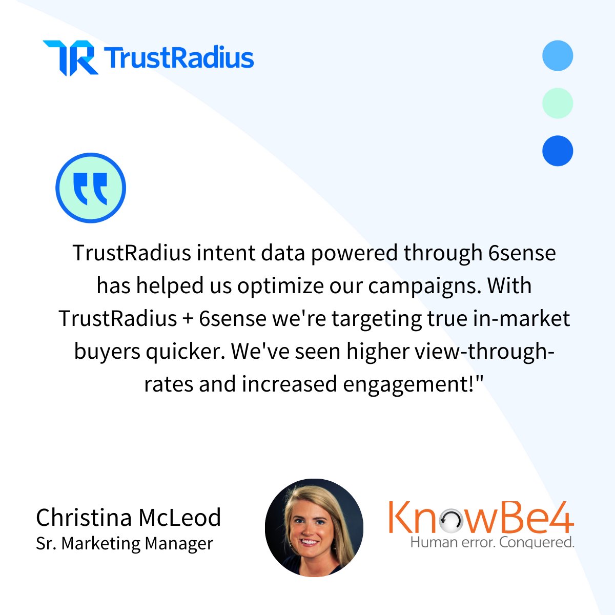 trustradius's tweet photo. A vendor under our #CustomerSpotlight, @KnowBe4 is using #DownstreamIntentData from the @TrustRadius toolkit to pinpoint π― their target audience. In doing so, they added 152 newly engaged accounts! π
Take your #GTM to new heights and book a demo: https://t.co/jHUqcRFSAO https://t.co/uIJ1AwGwL7