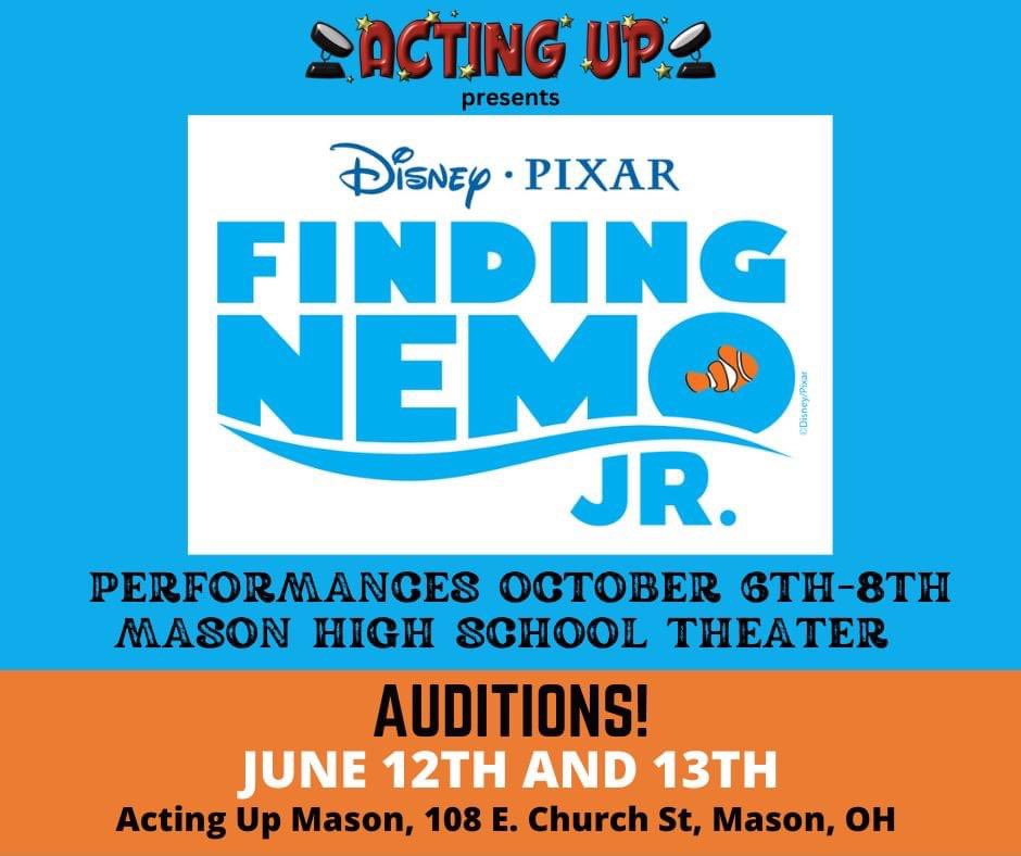 ActingUpMason's tweet photo. Acting Up is holding auditions in June for the new musical “Finding Nemo Jr.” https://t.co/K3XYDRXYYd