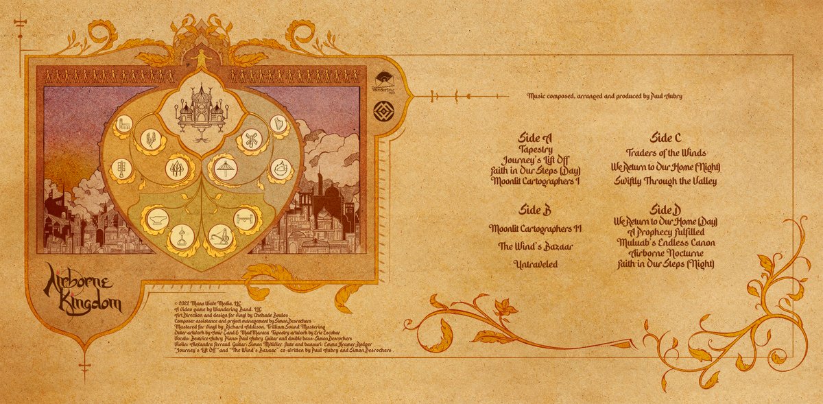 Take a trip back into the skies with Airborne Kingdom! Paul Aubry's distant sounds form a mysterious blend of old and new, at home on vinyl.

With art from <a href="/amirzandartist/">amirzand</a> &amp; <a href="/MadMaraca/">Mari</a> plus the game's beautiful tapestry lining a reverse board gatefold.

This Saturday, 1PM EST.