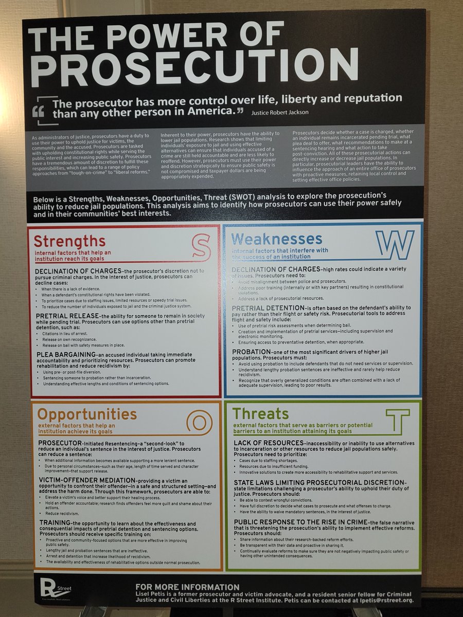 Great to be at @safety_justice Network Meeting to advance ways to #rethinkjails and address needs in our #criminaljustice system. Even if you're not here, check out @RSI senior fellow @LiselPetis' poster on the power of #prosecution and tools to safely reduce jail populations.
