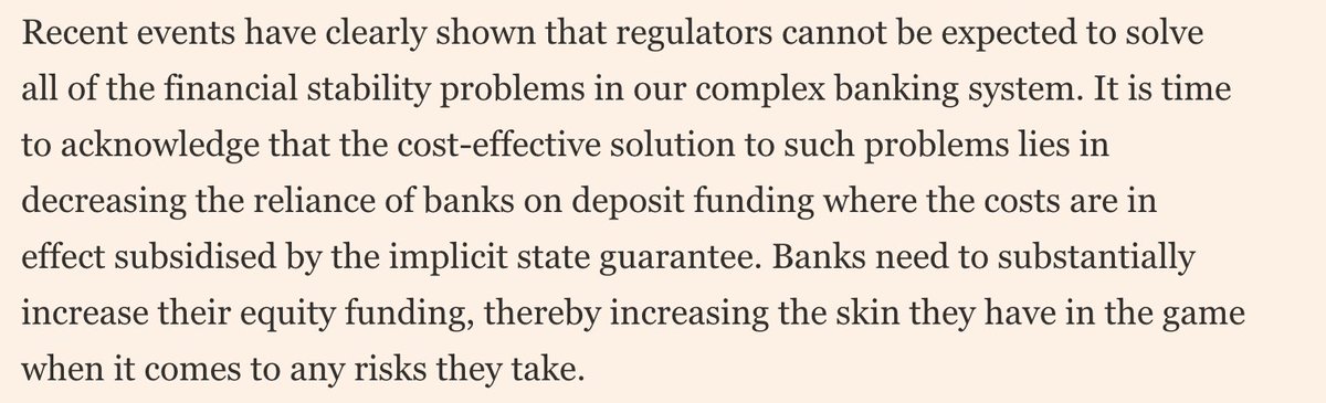 If banks are in the business of loading up on interest rate risk, they should do so with more equity capital, and not with cheap taxpayer-subsidized deposit funding. says Amit Seru in the FT today. That sounds right to me. 🧵