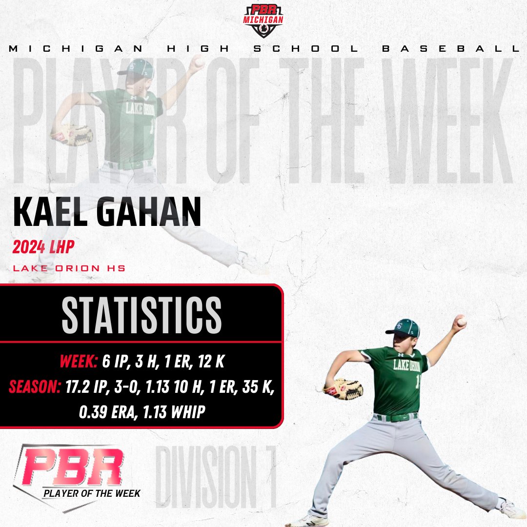 PrepBaseballMI's tweet photo. 🙌 Players of the Week

D1: @KaelGahan (@LkOrionBaseball)
D2: @DanielDuley3 (@FreelandBeisbol)
D3: @JoshKasner (@AlgonacBaseball)
D4: @Grant_Summers20 (@Baseball_OLL)

#BeSeen @PrepBaseball @MHSAA @MHSBCA1 https://t.co/OTqofTSmIj