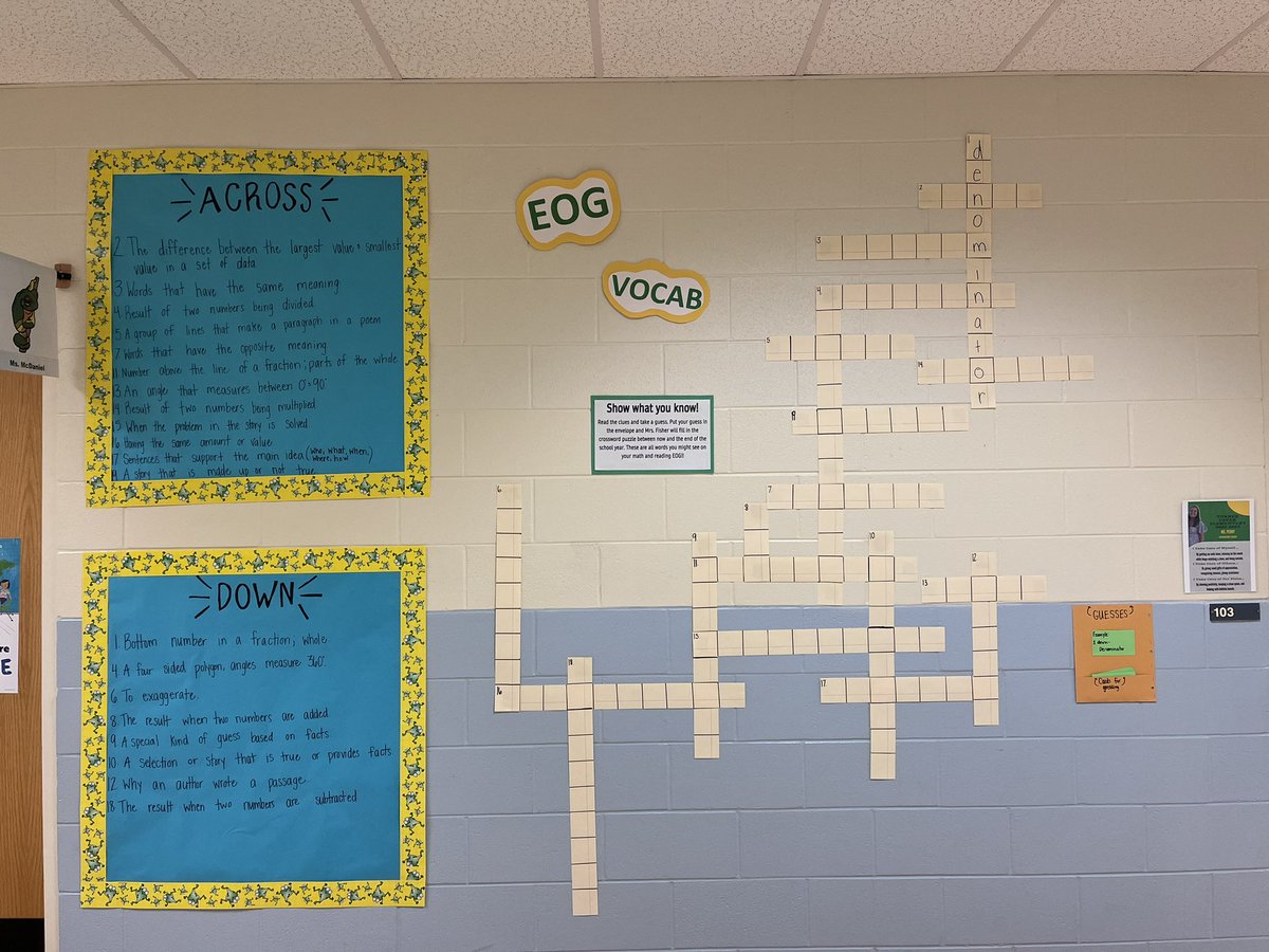 We’re getting ready for EOGs at <a href="/TurnerCreekES/">Turner Creek Elementary</a>! Bring your classes down to the main hallway so they can show what they know about math &amp; literacy vocabulary words! 

Thanks for the idea <a href="/mrs_l_abraham/">Mrs. Abraham</a> 💚