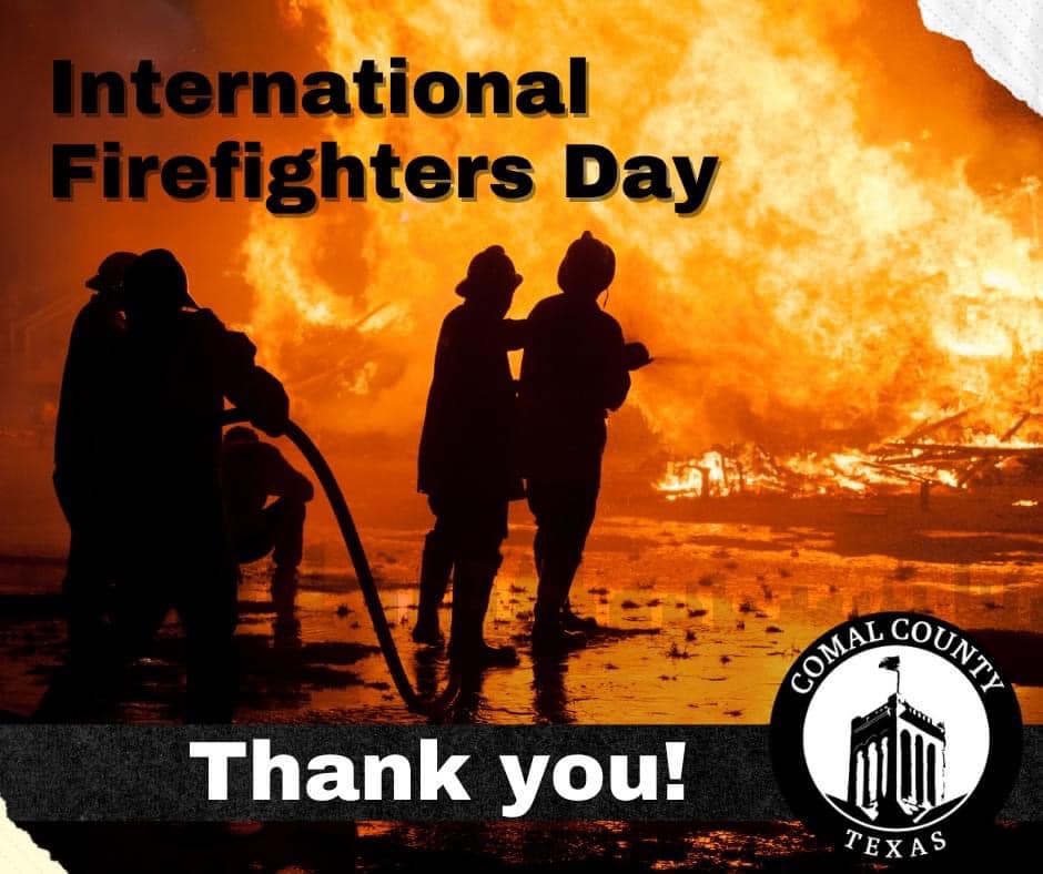 ComalCountyTX's tweet photo. Today, we recognize and celebrate all the fantastic firefighters in Comal County.
Thank you for your bravery and work on the frontlines to keep our community safe! #InternationalFireFightersDay #ComalCountyCommunity #ThankYou https://t.co/VfYWhV0FI0