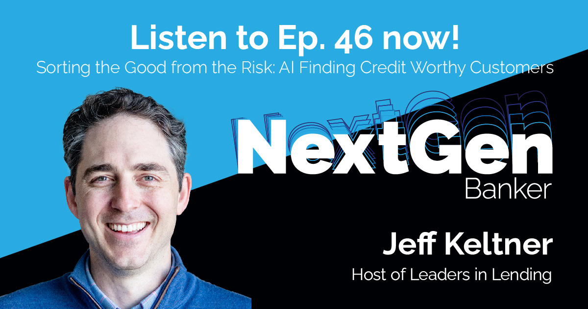 Dispelling myths of AI being a human persona like in The Terminator, Jeff Keltner of <a href="/Upstart/">Upstart</a> and podcast host of Leaders in Lending talks about using AI or predictive algorithms to improve access to affordable credit.

Listen to #NextGenBanker: sunrisebanks.com/podcast/46-pod…