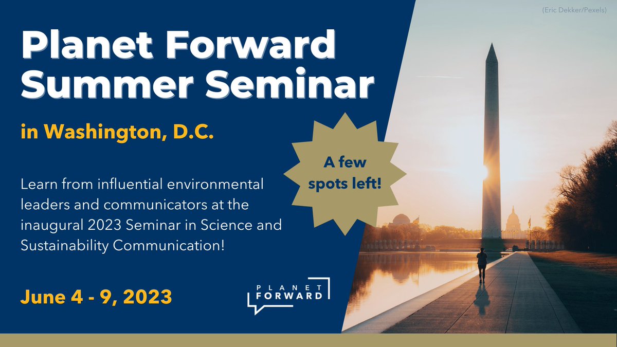 Creative, effective communication skills can drive change — because stories have power. Learn how to use these skills to tell important environmental stories at the Planet Forward Summer Seminar in DC. Students can still apply for the last few spots! planetforward.org/summerseminar/