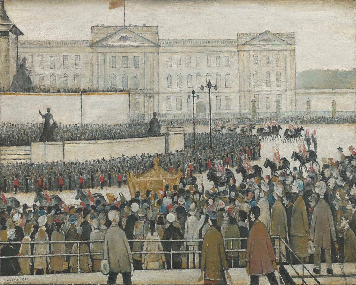 russworld's tweet photo. Back in 1953 L.S. Lowry was commissioned to create a painting of the coronation of Elizabeth II. What he came up with may not have had the degree of pomp and circumstance the monarchy would've approved of.

https://t.co/D7I3PpyUgA https://t.co/TG2WxlGs60