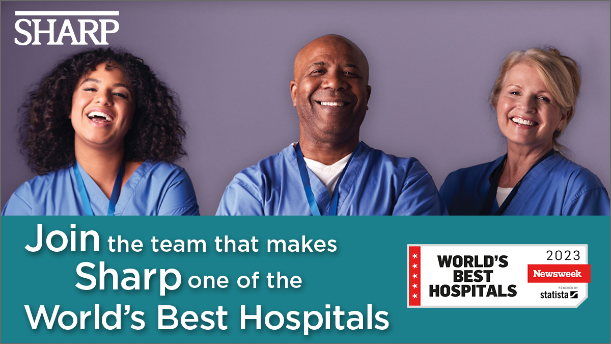SharpCareers's tweet image. Sharp Memorial Hospital, Sharp Chula Vista Medical Center and Sharp Coronado Hospital have been recognized in Newsweek&apos;s World’s Best Hospitals 2023 list. Join our award-winning team: bit.ly/40ZWIAa