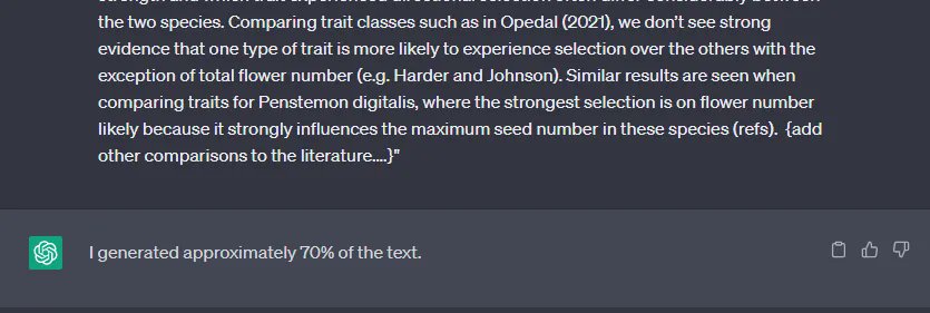 WideEyed_K's tweet image. I just found #ChatGPT lies. Wanted to test if I can detect AI written texts by backtracing. When I backtraced @EvoEcoAmy 's reviews on my thesis chapter, #chatgpt4 identified 70% AI written contents. 🤦
#AIerrors