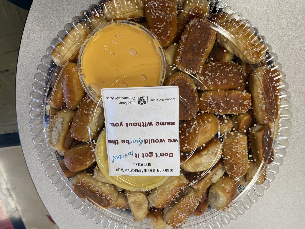 Thank you Amber Nelson from First State Community Bank for bringing us pretzels to begin staff appreciation week!!! The staff at Taylor Early Childhood appreciate it!!