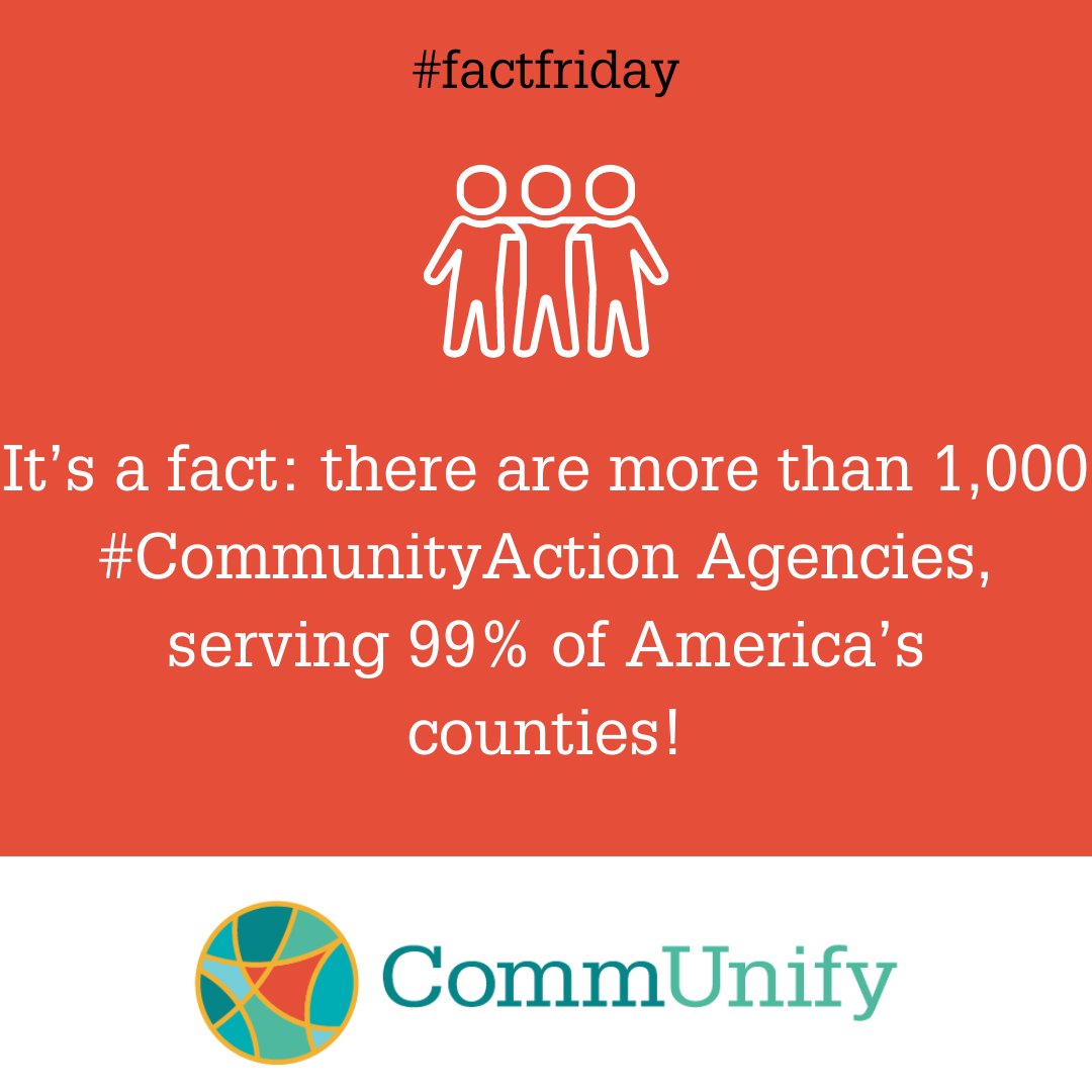 It’s a fact: there are more than 1,000 #CommunityAction Agencies, serving 99% of America’s counties! #FactFriday #CommunityActionMonth