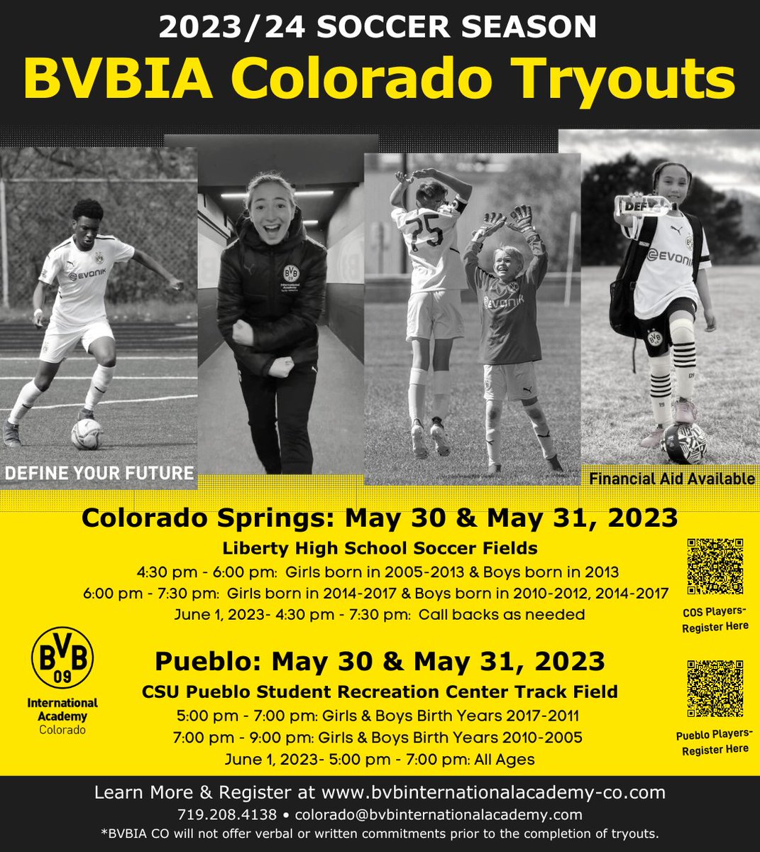 Attention all players- don't forget to register now to confirm your tryout spot. Heja BVB!