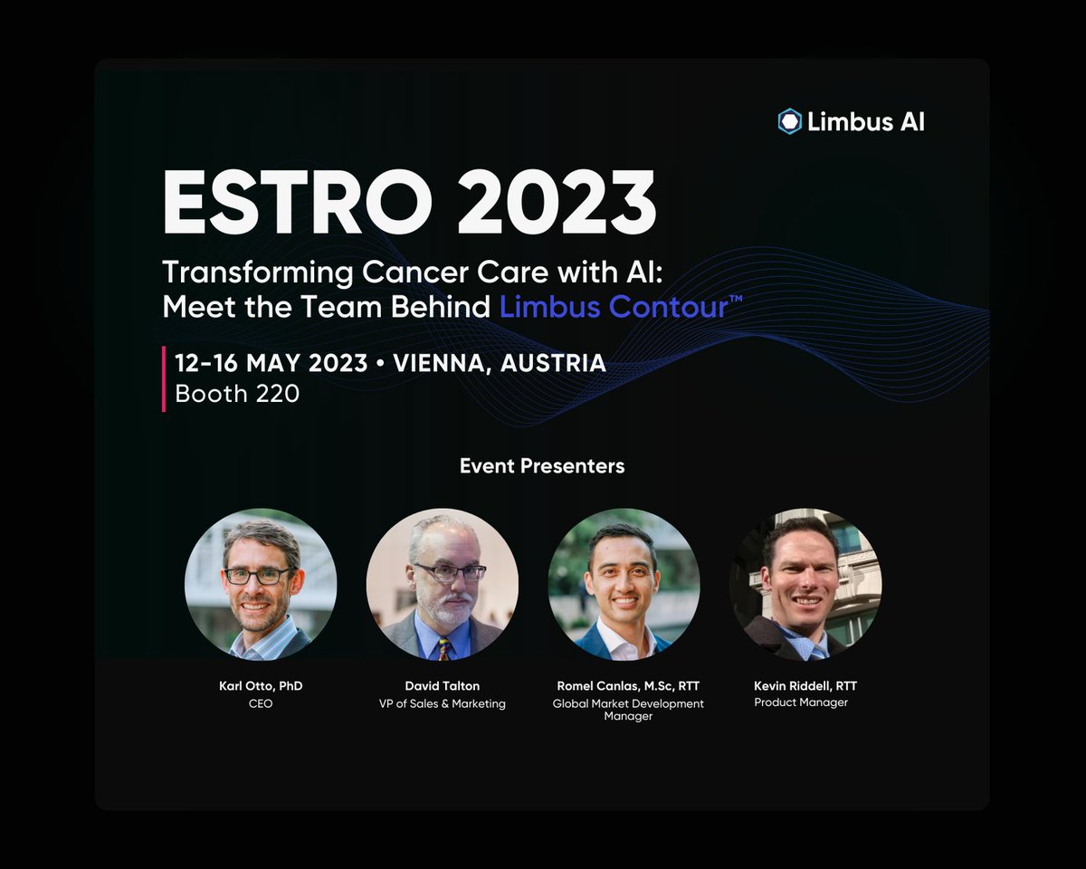 LimbusAI's tweet photo. Join us at #ESTRO2023 Booth 220 to preview new MR, gyne, abdo & prone models! 45+ new organ contouring models in #LimbusContour. #ai #autocontouring #medphys #deeplearning #radonc #radiotherapy #oncology
@ESTRO_RT
Book a demo: https://t.co/R7U2TvMmVK https://t.co/XaRm5V06UF