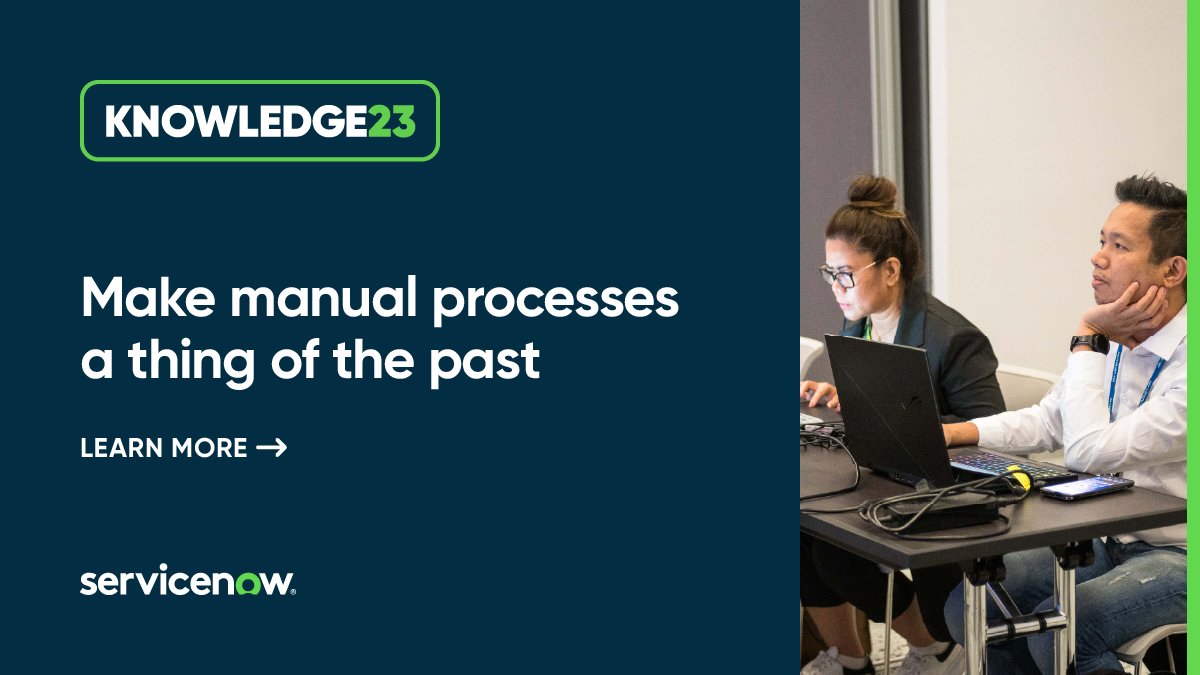rayServiceNow's tweet image. 90% of our customers agree that ServiceNow speeds up slow manual processes. See how we do it at Knowledge, May 16–18 in Las Vegas! Knowledge.servicenow.com #Know23