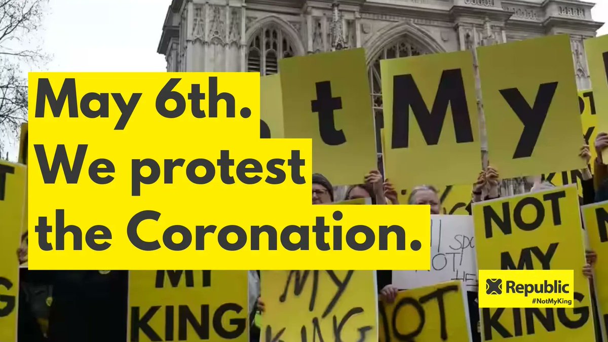 We'll be protesting the Coronation. Want to join us? 👉 republic.org.uk/protestpledge #NotMyKing #AbolishTheMonachy