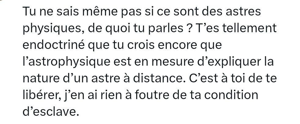 EricLagadec's tweet photo. J'ai longtemps songé à classer mon compte Twitter en réserve naturelle de platistes, mais comme il est plus simple de faire de la musique en pissant dans un violon que de leur expliquer des choses rationnellement, j'ai décidé de bloquer. Ça doit être mon côté gourou, désolé ! https://t.co/UhpVjHothT