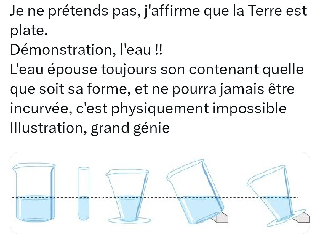 EricLagadec's tweet photo. J'ai longtemps songé à classer mon compte Twitter en réserve naturelle de platistes, mais comme il est plus simple de faire de la musique en pissant dans un violon que de leur expliquer des choses rationnellement, j'ai décidé de bloquer. Ça doit être mon côté gourou, désolé ! https://t.co/UhpVjHothT
